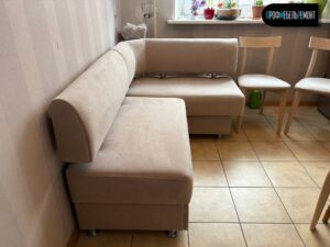 Перетяжка кухонного уголка из экокожи в велюр в Красногорске
